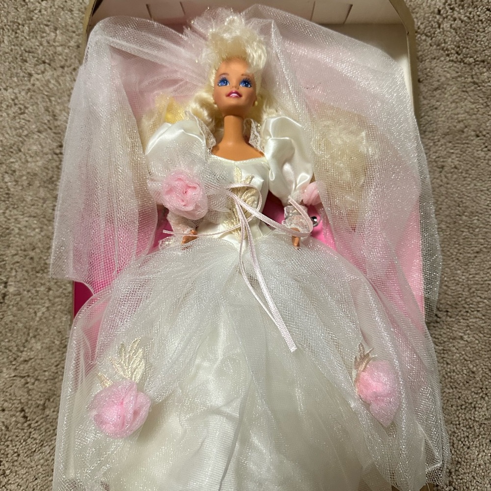 Elegant Bridal Doll with Pink Accents